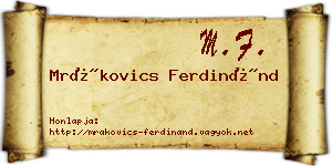 Mrákovics Ferdinánd névjegykártya